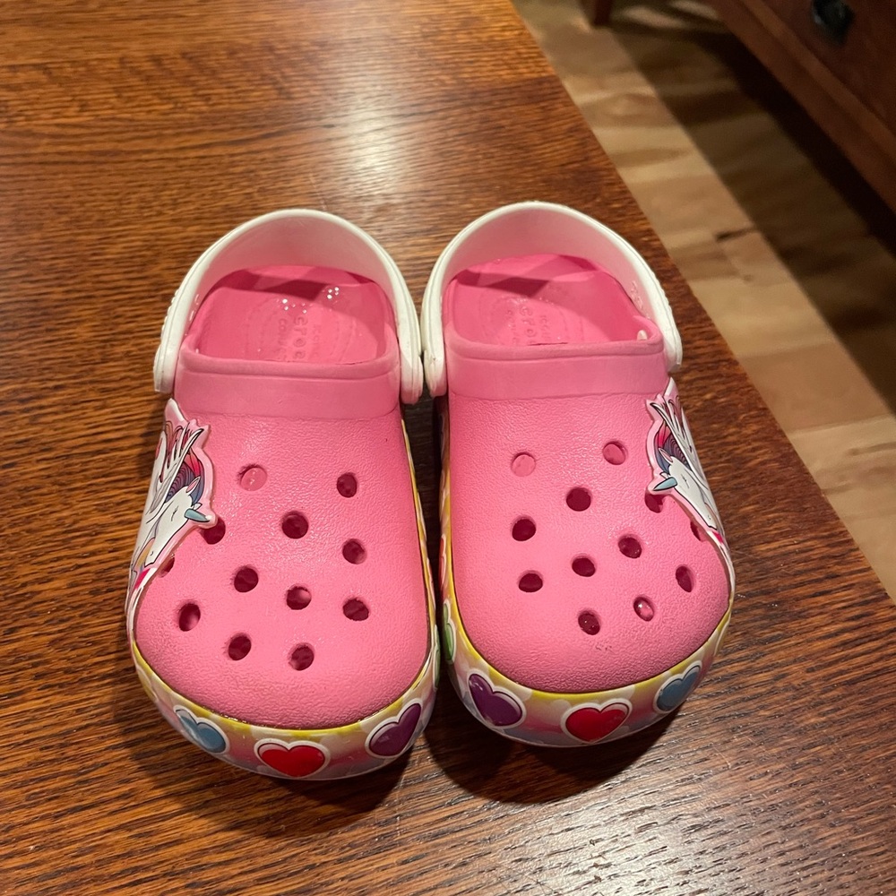 Kids Pink Unicorn Crocs size 9